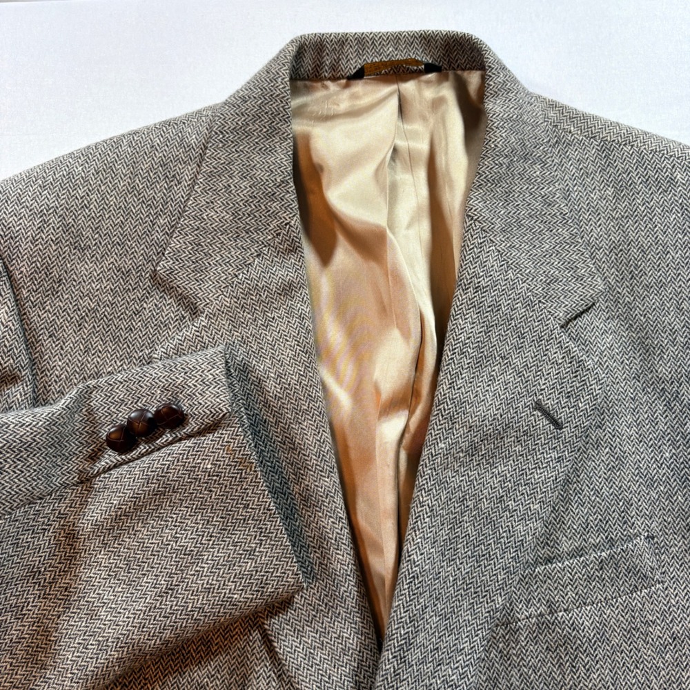 Racquet Club Herringbone Blazer Mens 40R Gray Elbow Patch Sport Coat Dillard's
